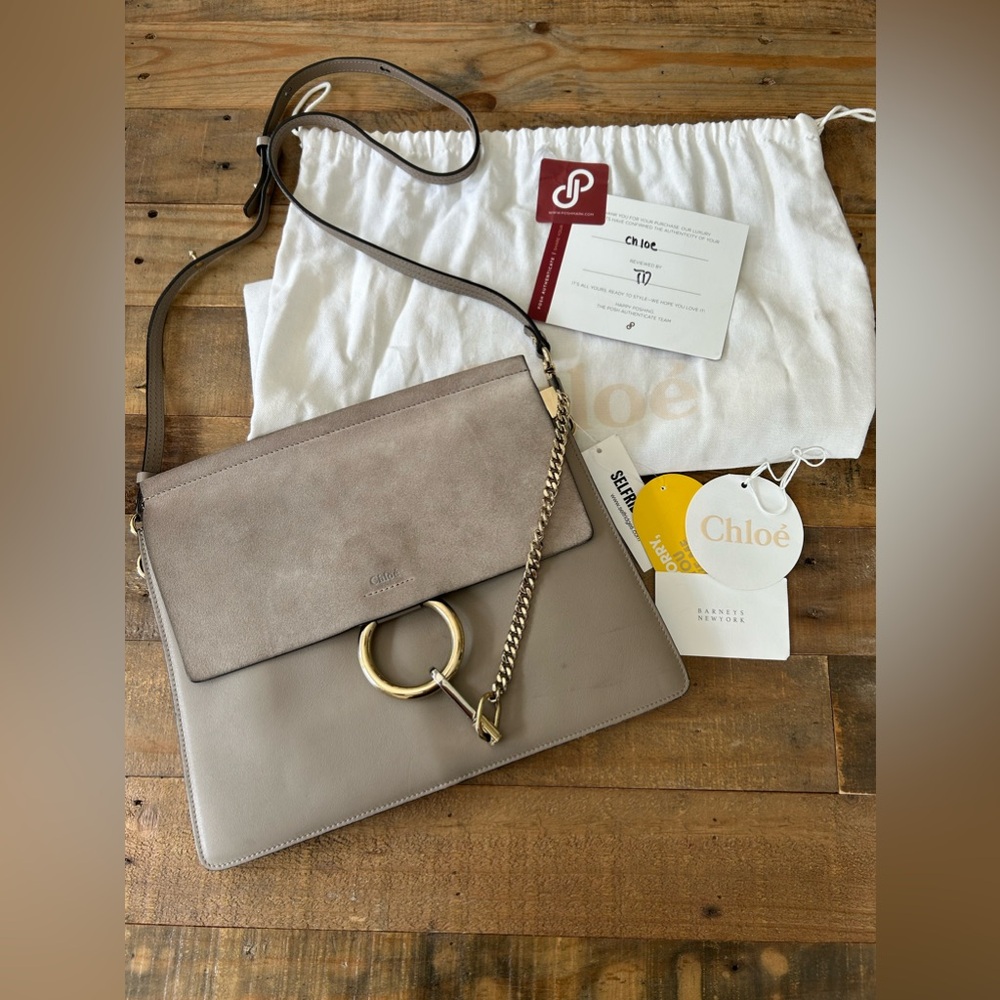 Excellent Used Condition Chloe Calfskin Suede Faye Medium Shoulder Bag